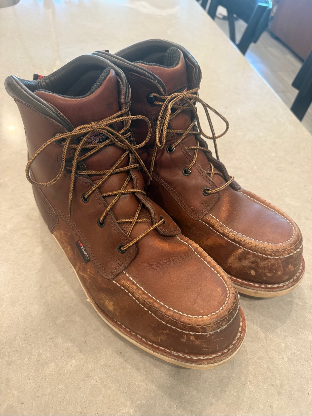 Men's Brown Leather Red Wing Traction Tred Work Boots
